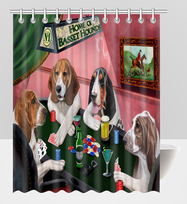 Home of  Basset Hound Dogs Playing Poker Shower Curtain