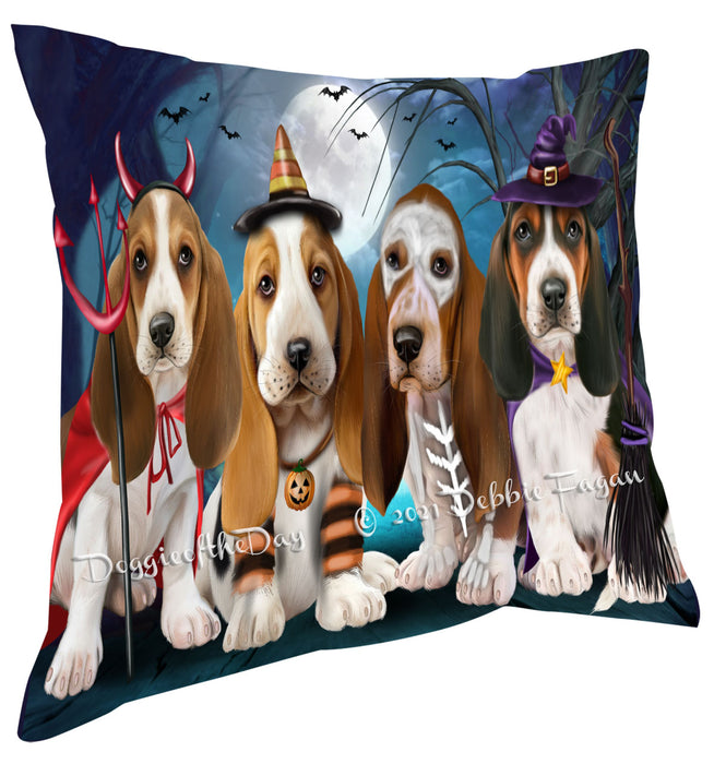 Happy Halloween Trick or Treat Basset Hound Dogs Pillow with Top Quality High-Resolution Images - Ultra Soft Pet Pillows for Sleeping - Reversible & Comfort - Ideal Gift for Dog Lover - Cushion for Sofa Couch Bed - 100% Polyester, PILA88453