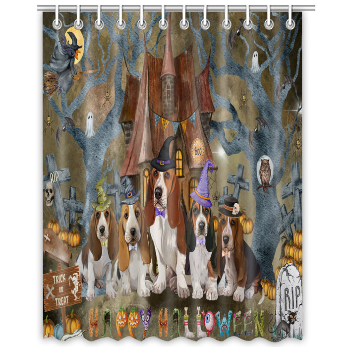 Basset Hound Shower Curtain, Custom Bathtub Curtains with Hooks for Bathroom, Explore a Variety of Designs, Personalized, Gift for Pet and Dog Lovers