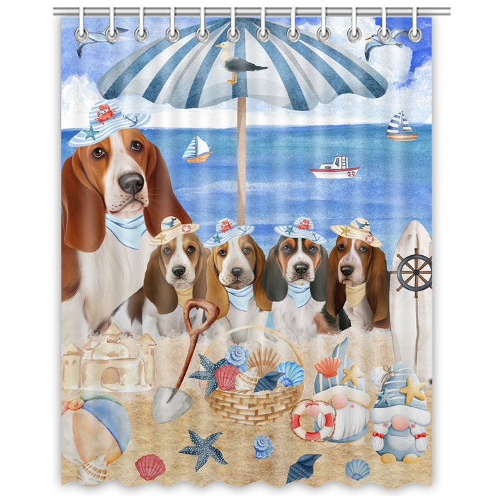 Basset Hound Shower Curtain, Personalized Bathtub Curtains for Bathroom Decor with Hooks, Explore a Variety of Designs, Custom, Pet Gift for Dog Lovers