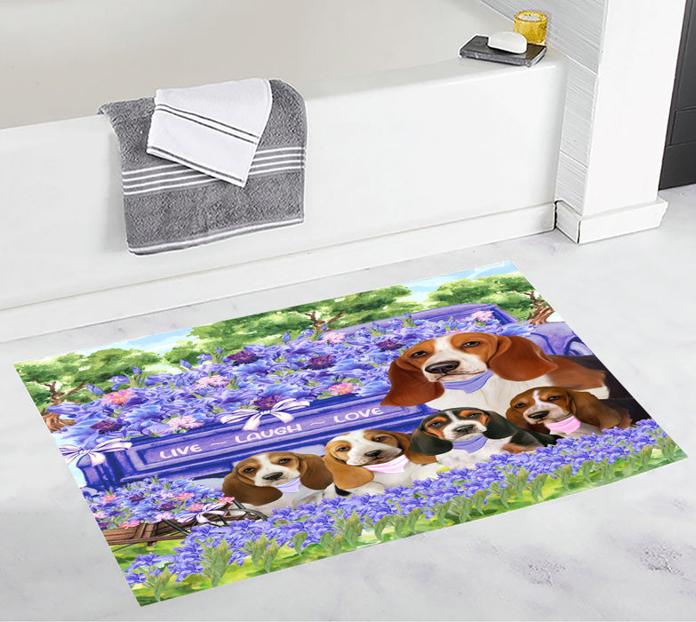 Basset Hound Bath Mat: Non-Slip Bathroom Rug Mats, Custom, Explore a Variety of Designs, Personalized, Gift for Pet and Dog Lovers