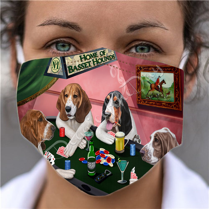 Home of Basset Hound Dogs Playing Poker Face Mask FM49763