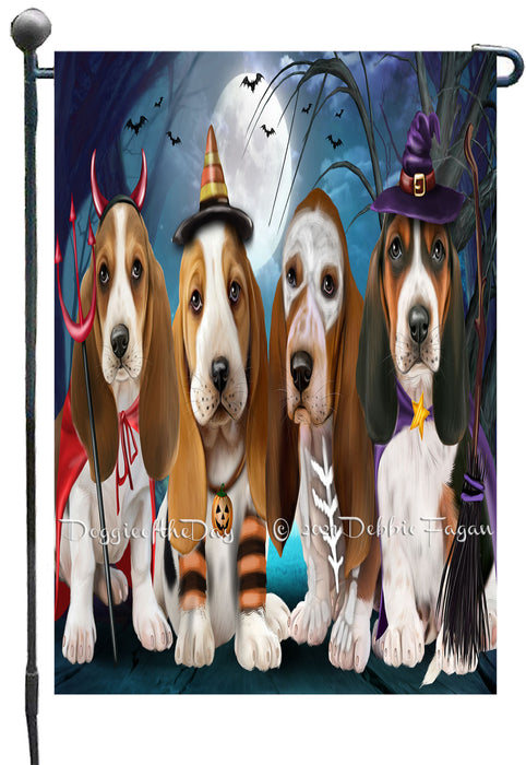 Happy Halloween Trick or Treat Basset Hound Dogs Garden Flags- Outdoor Double Sided Garden Yard Porch Lawn Spring Decorative Vertical Home Flags 12 1/2"w x 18"h