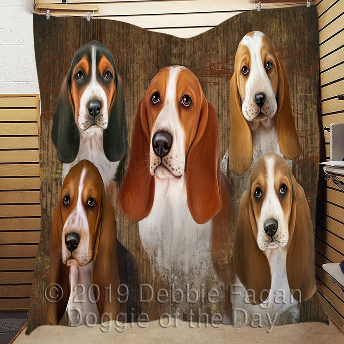 Rustic Basset Hound Dogs Quilt