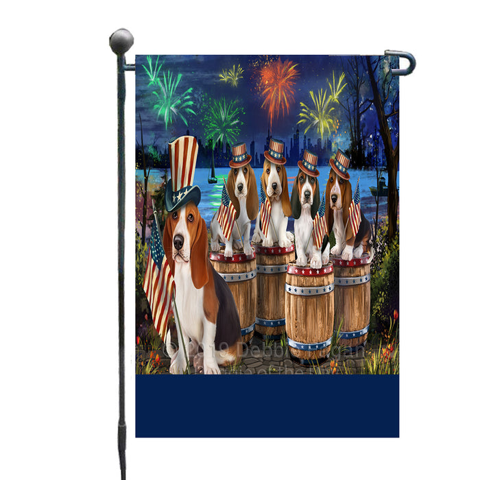 Personalized 4th of July Firework Basset Hound Dogs Custom Garden Flags GFLG-DOTD-A57760