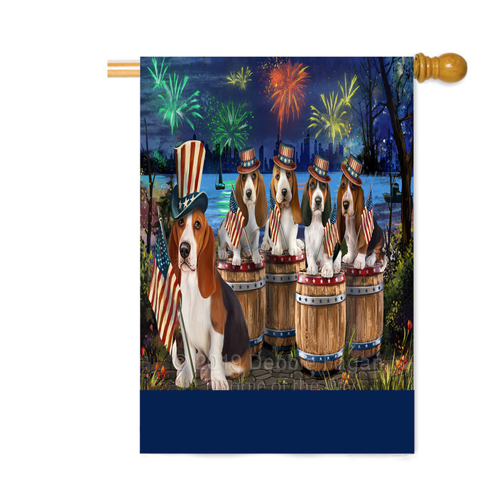 Personalized 4th of July Firework Basset Hound Dogs Custom House Flag FLG-DOTD-A57816