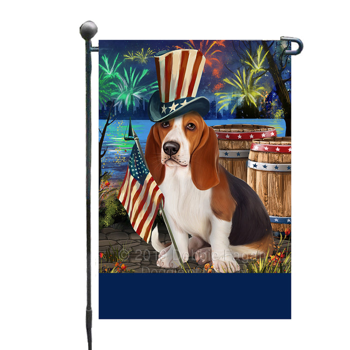 Personalized 4th of July Firework Basset Hound Dog Custom Garden Flags GFLG-DOTD-A57761