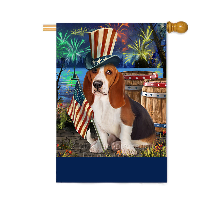 Personalized 4th of July Firework Basset Hound Dog Custom House Flag FLG-DOTD-A57817