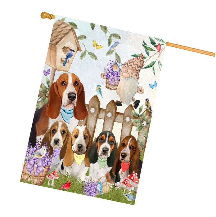 Basset Hound Dogs House Flag: Explore a Variety of Designs, Custom, Personalized, Weather Resistant, Double-Sided, Home Outside Yard Decor for Dog and Pet Lovers