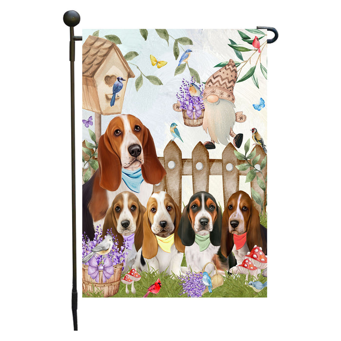 Basset Hound Dogs Garden Flag: Explore a Variety of Designs, Custom, Personalized, Weather Resistant, Double-Sided, Outdoor Garden Yard Decor for Dog and Pet Lovers