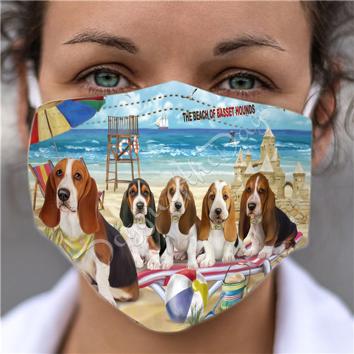 Pet Friendly Beach Basset Hound Dogs Face Mask FM49070