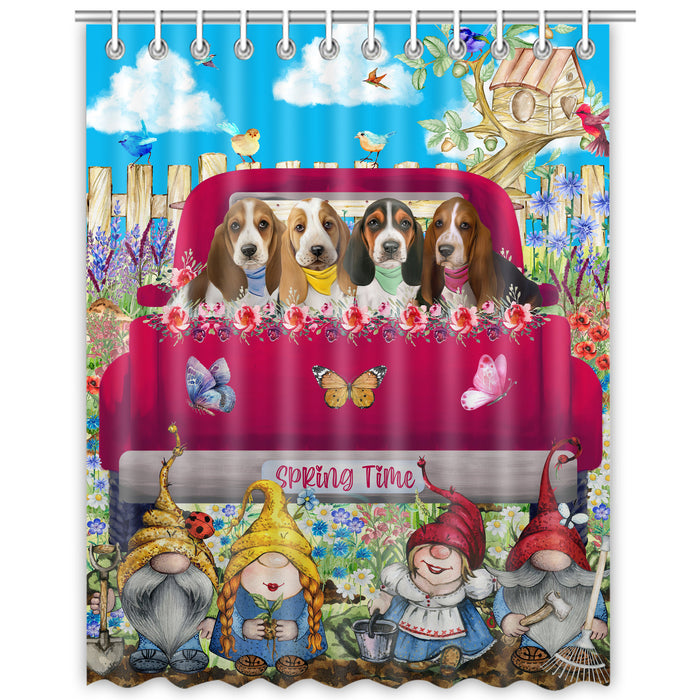 Basset Hound Shower Curtain: Explore a Variety of Designs, Halloween Bathtub Curtains for Bathroom with Hooks, Personalized, Custom, Gift for Pet and Dog Lovers