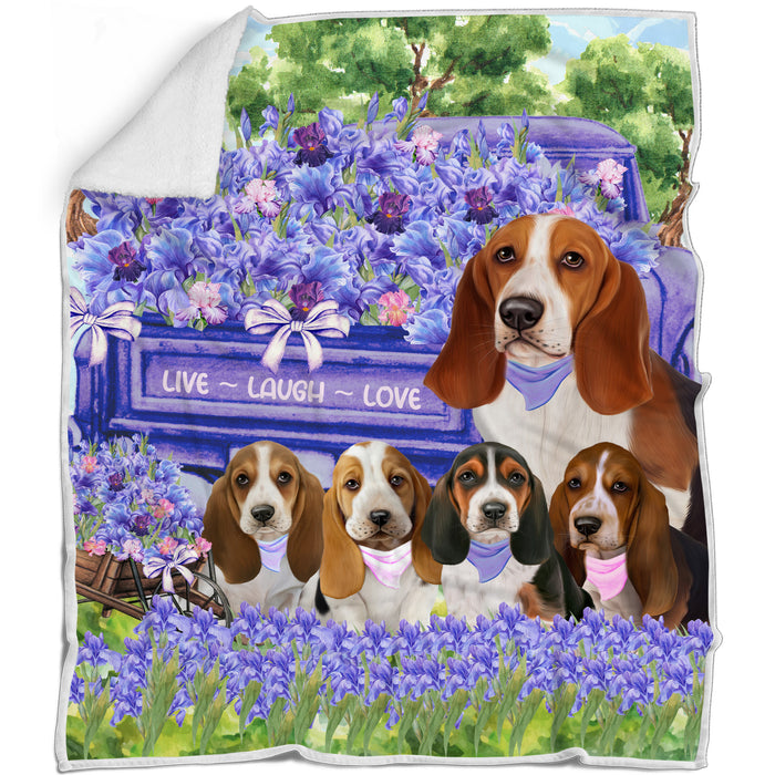 Basset Hound Bed Blanket, Explore a Variety of Designs, Custom, Soft and Cozy, Personalized, Throw Woven, Fleece and Sherpa, Gift for Pet and Dog Lovers
