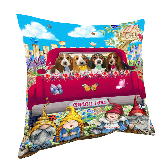 Basset Hound Throw Pillow: Explore a Variety of Designs, Custom, Cushion Pillows for Sofa Couch Bed, Personalized, Dog Lover's Gifts