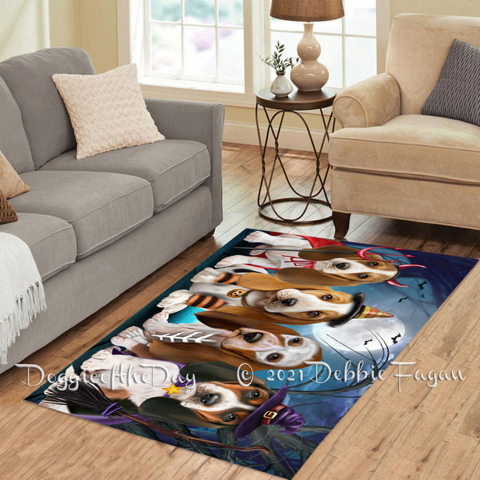 Happy Halloween Trick or Treat Basset Hound Dogs Polyester Living Room Carpet Area Rug ARUG66124