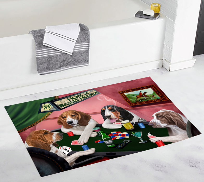 Home of  Basset Hound Dogs Playing Poker Bath Mat