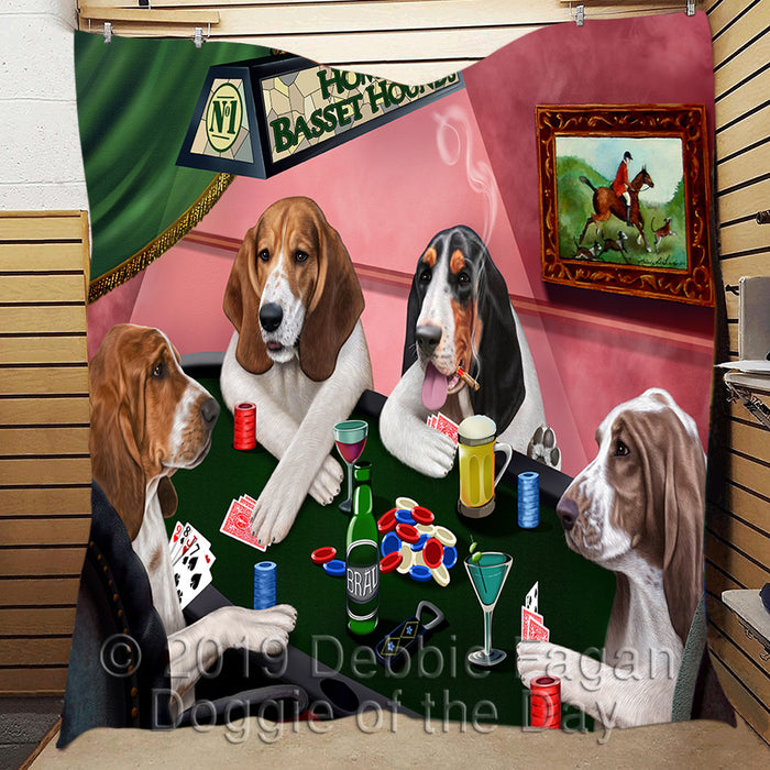 Home of  Basset Hound Dogs Playing Poker Quilt