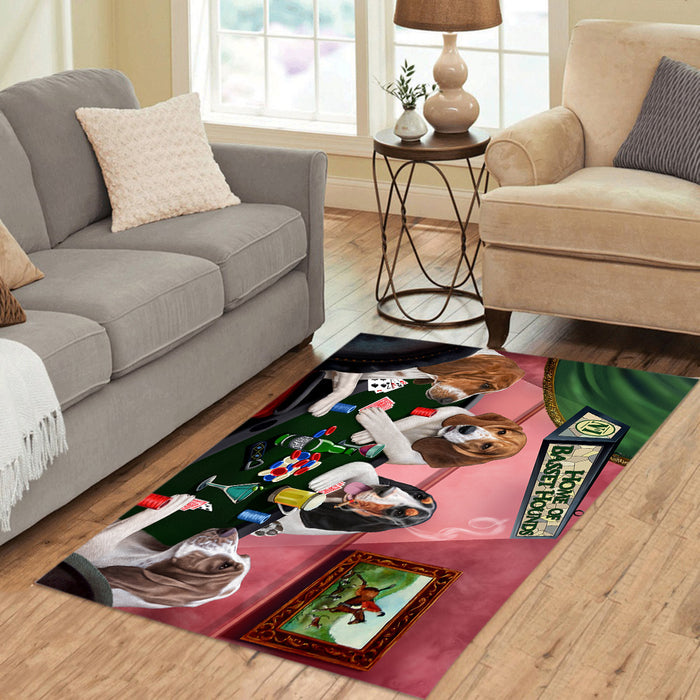 Home of  Basset Hound Dogs Playing Poker Area Rug