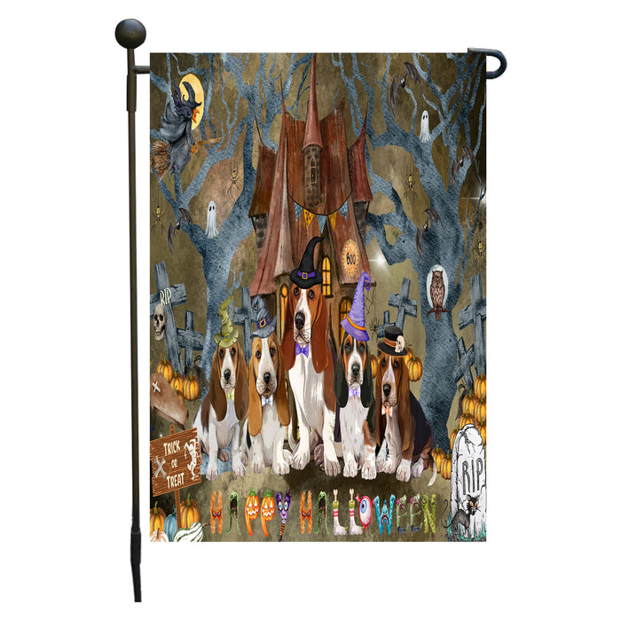 Basset Hound Dogs Garden Flag: Explore a Variety of Designs, Personalized, Custom, Weather Resistant, Double-Sided, Outdoor Garden Halloween Yard Decor for Dog and Pet Lovers