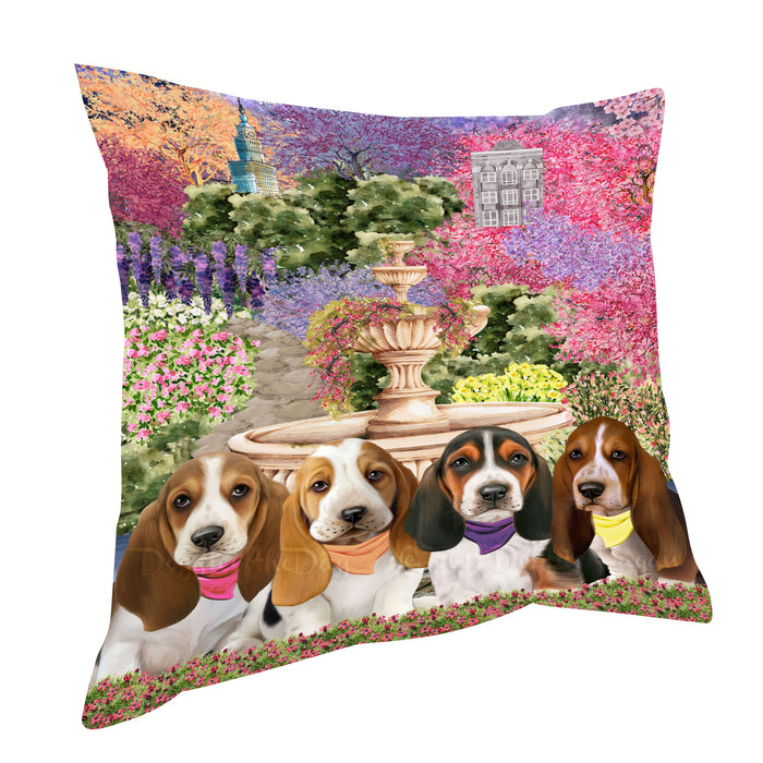 Basset Hound Throw Pillow: Explore a Variety of Designs, Cushion Pillows for Sofa Couch Bed, Personalized, Custom, Dog Lover's Gifts