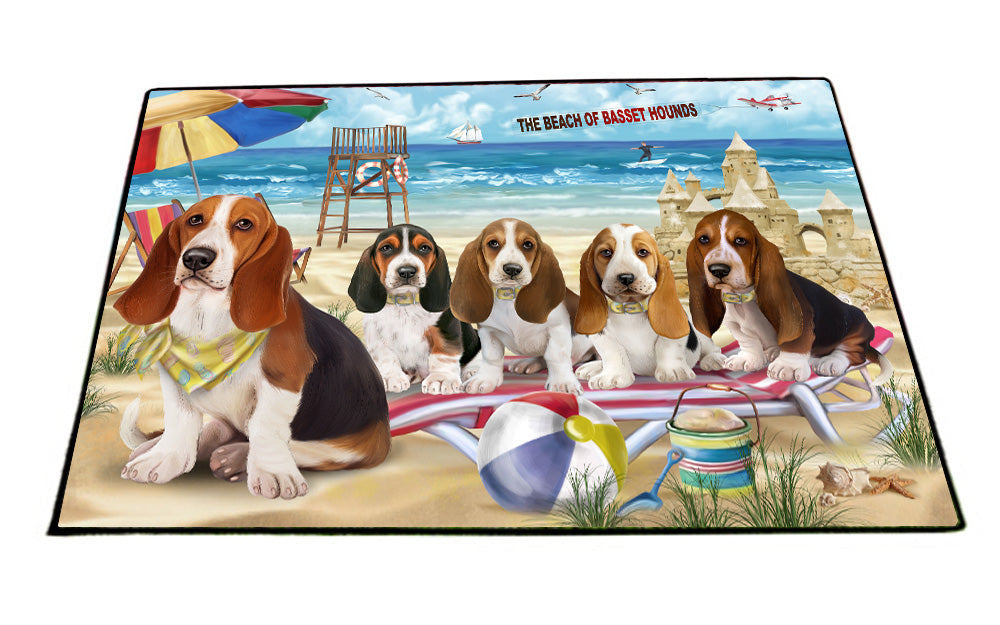Pet Friendly Beach Basset Hound Dogs Floormat FLMS55834