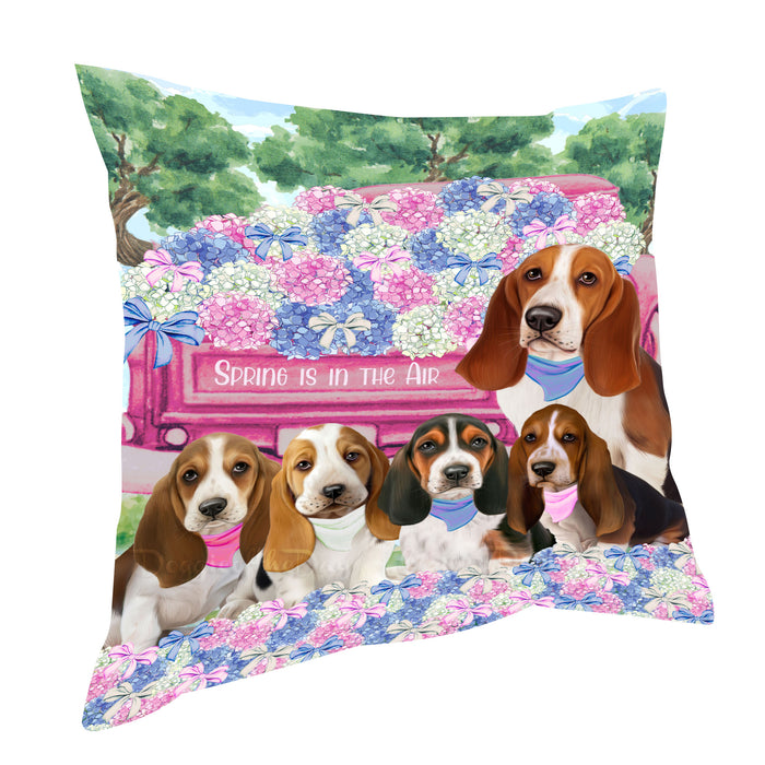 Basset Hound Pillow: Cushion for Sofa Couch Bed Throw Pillows, Personalized, Explore a Variety of Designs, Custom, Pet and Dog Lovers Gift