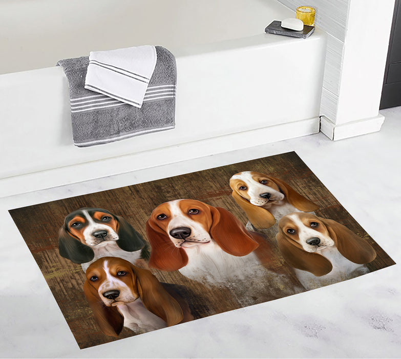 Rustic Basset Hound Dogs Bath Mat