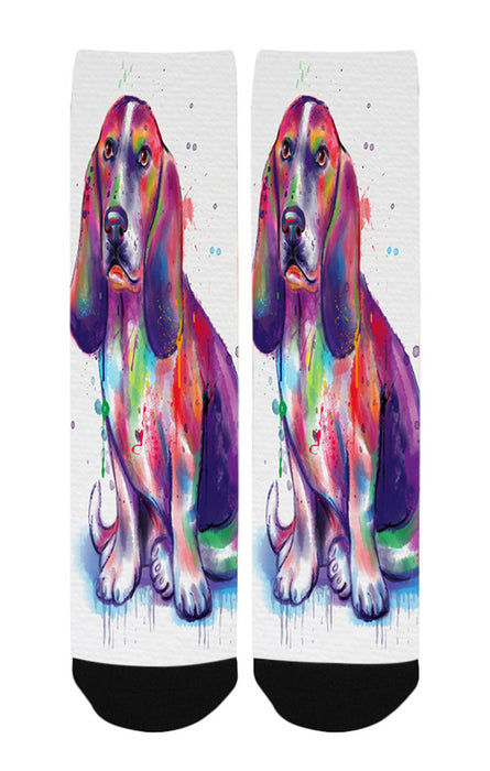 Watercolor Basset Hound Dog Women's Casual Socks