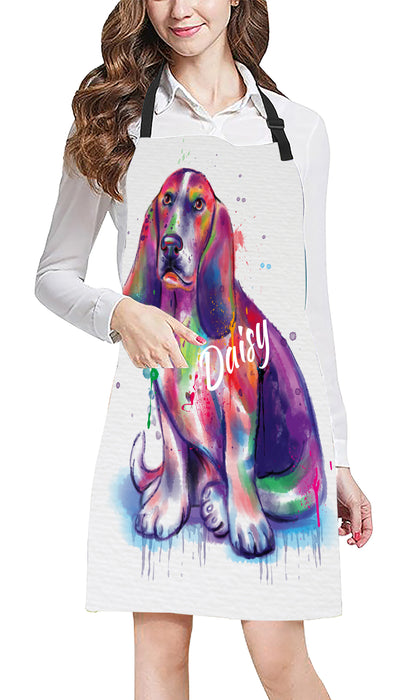 Custom Pet Name Personalized Watercolor Basset Hound Dog Apron