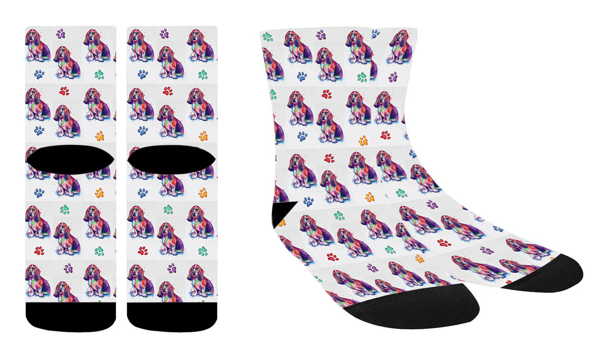 Watercolor Basset Hound Dogs Women's Socks