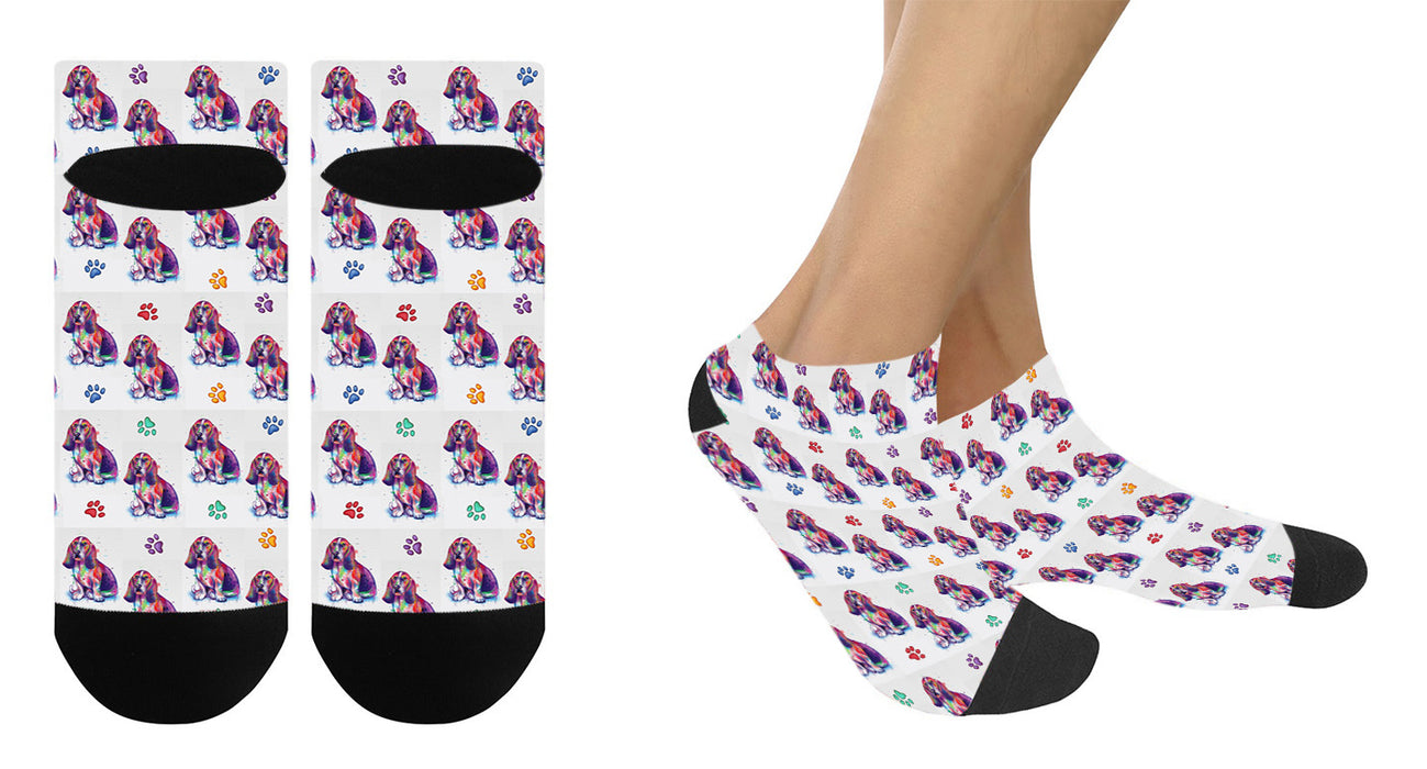 Watercolor Basset Hound Dogs Women's Ankle Socks