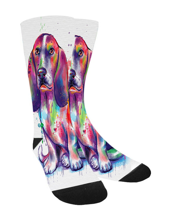Watercolor Basset Hound Dog Women's Casual Socks