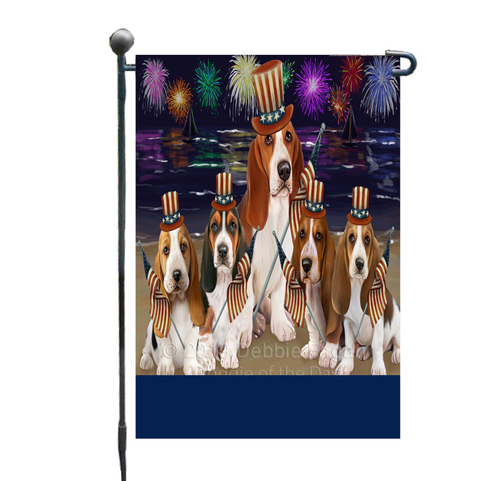 Personalized 4th of July Firework Basset Hound Dogs Custom Garden Flags GFLG-DOTD-A57762