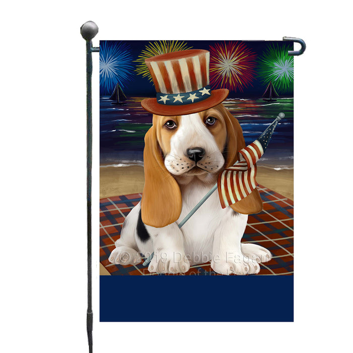 Personalized 4th of July Firework Basset Hound Dog Custom Garden Flags GFLG-DOTD-A57763