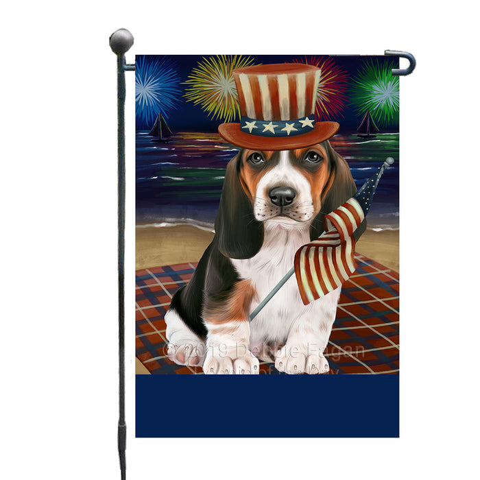 Personalized 4th of July Firework Basset Hound Dog Custom Garden Flags GFLG-DOTD-A57764