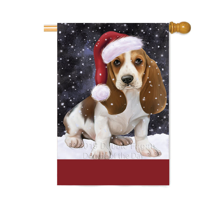 Personalized Let It Snow Happy Holidays Basset Hound Dog Custom House Flag FLG-DOTD-A62303