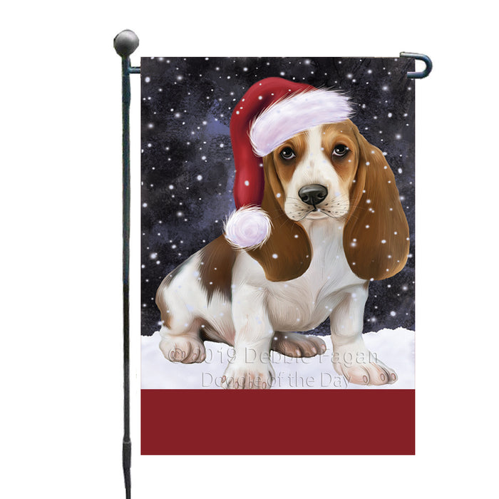 Personalized Let It Snow Happy Holidays Basset Hound Dog Custom Garden Flags GFLG-DOTD-A62247