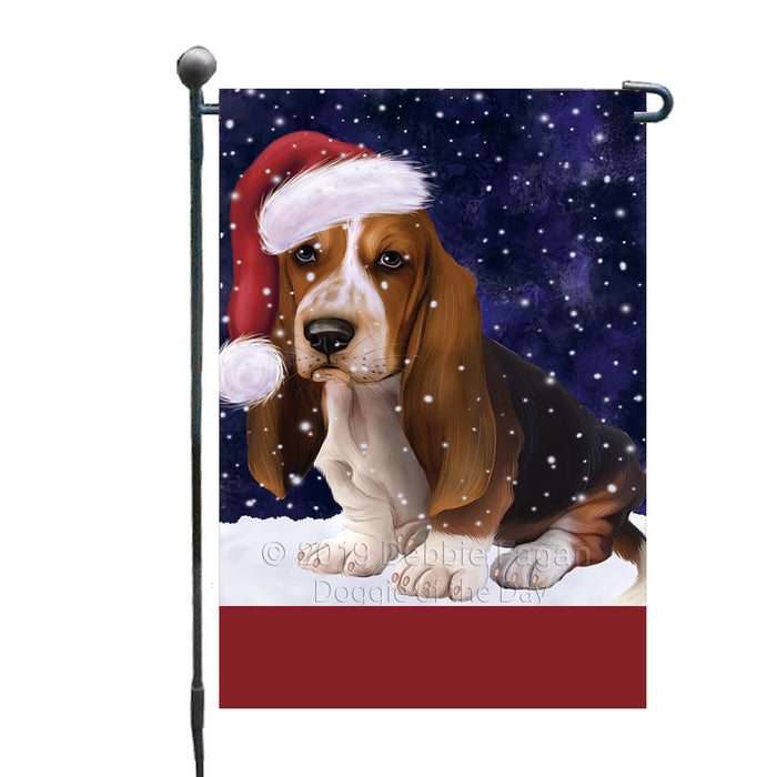 Personalized Let It Snow Happy Holidays Basset Hound Dog Custom Garden Flags GFLG-DOTD-A62248