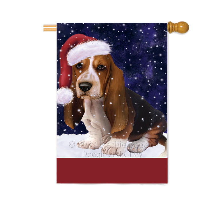 Personalized Let It Snow Happy Holidays Basset Hound Dog Custom House Flag FLG-DOTD-A62304