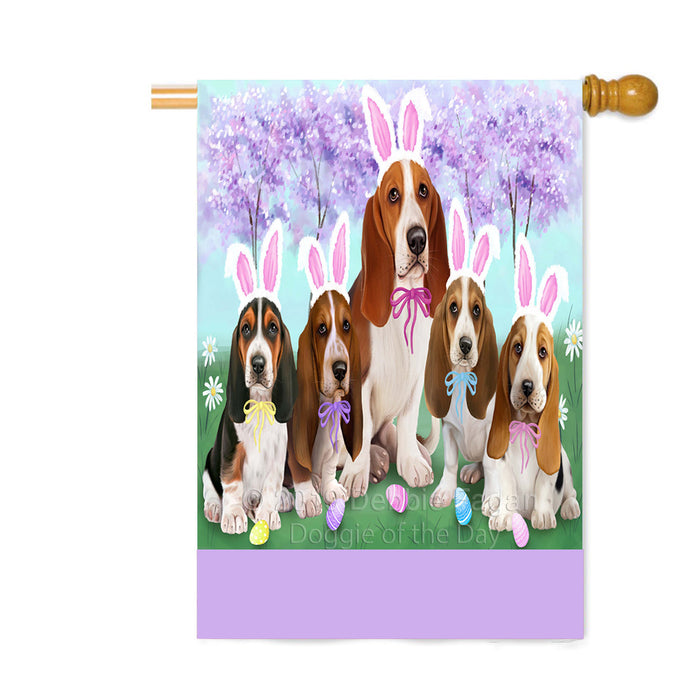 Personalized Easter Holiday Basset Hound Dogs Custom House Flag FLG-DOTD-A58796