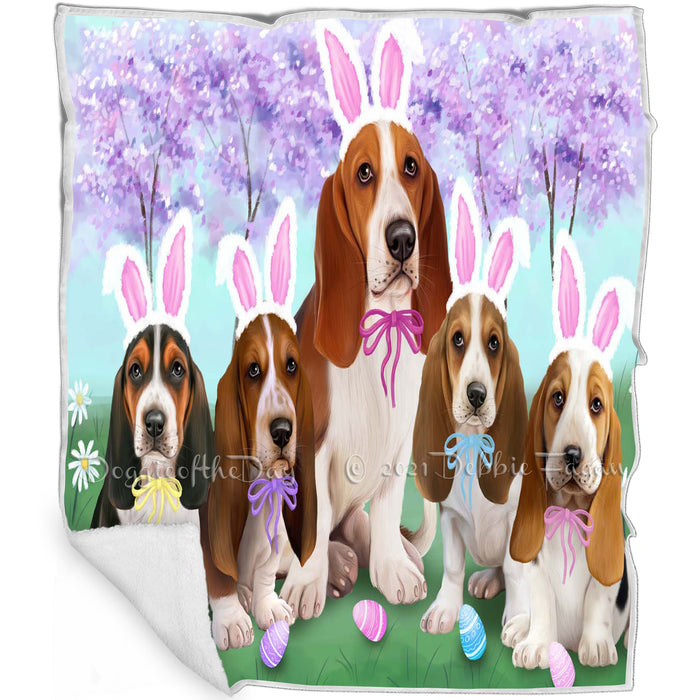 Basset Hounds Dog Easter Holiday Blanket BLNKT57765