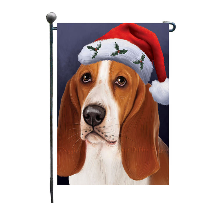 Christmas Santa Hat Basset Hound Dog Garden Flags Outdoor Decor for Homes and Gardens Double Sided Garden Yard Spring Decorative Vertical Home Flags Garden Porch Lawn Flag for Decorations