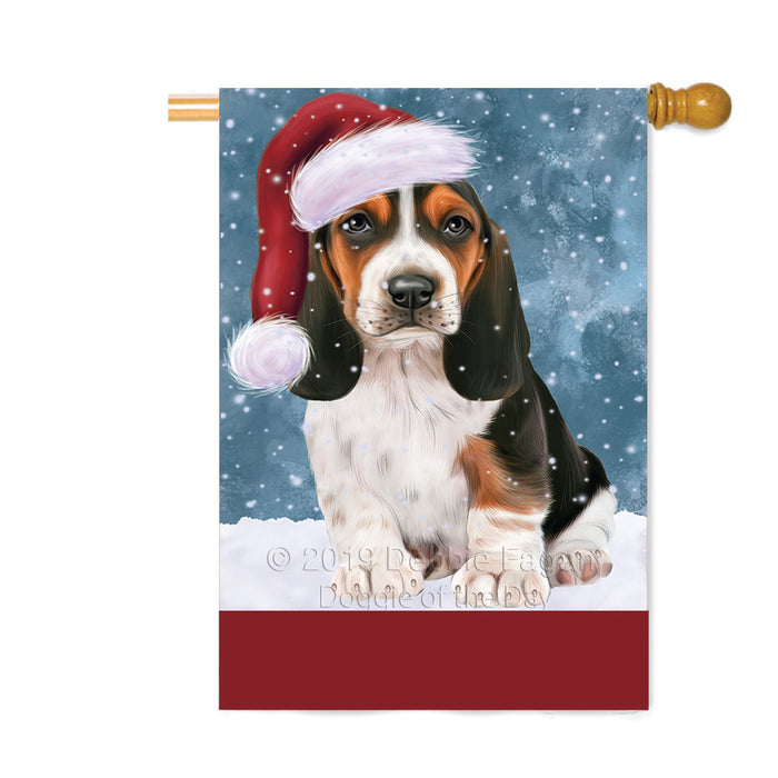 Personalized Let It Snow Happy Holidays Basset Hound Dog Custom House Flag FLG-DOTD-A62305