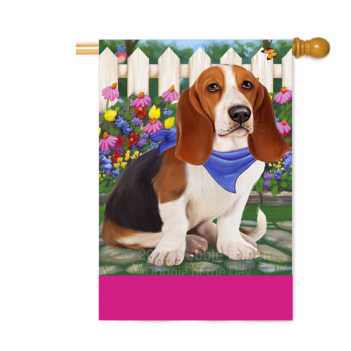 Personalized Spring Floral Basset Hound Dog Custom House Flag FLG-DOTD-A62788