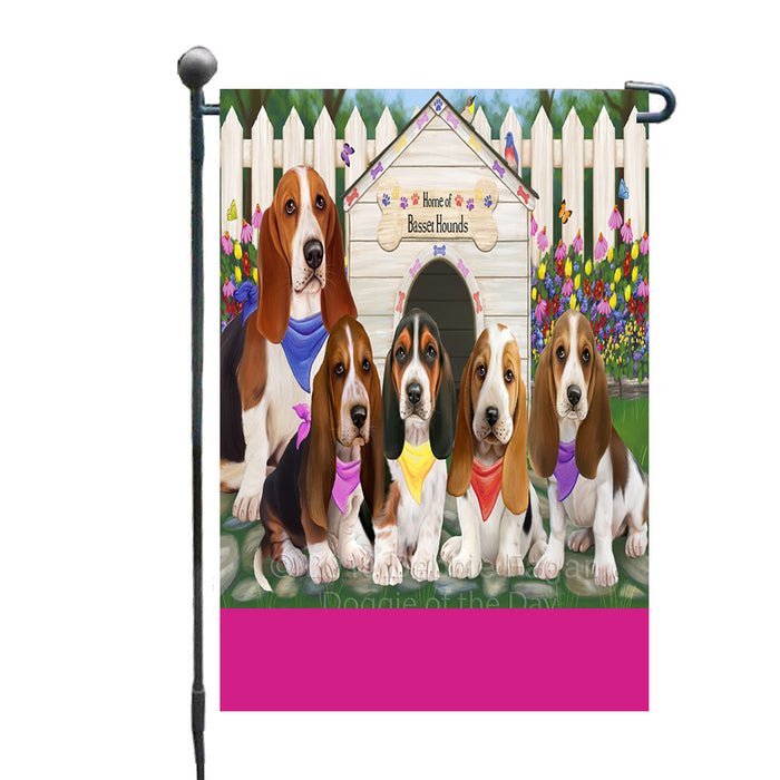 Personalized Spring Dog House Basset Hound Dogs Custom Garden Flags GFLG-DOTD-A62733
