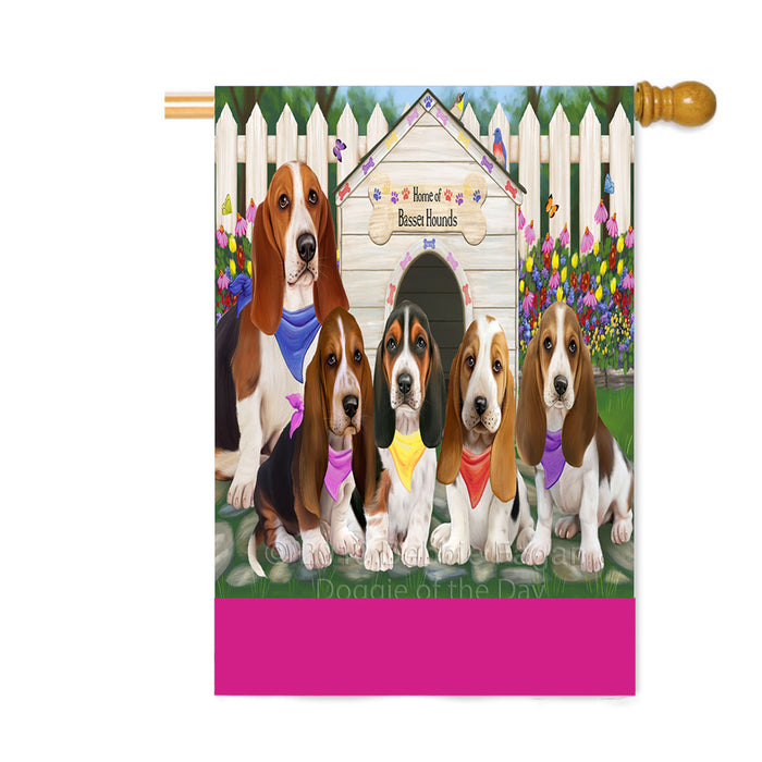 Personalized Spring Dog House Basset Hound Dogs Custom House Flag FLG-DOTD-A62789