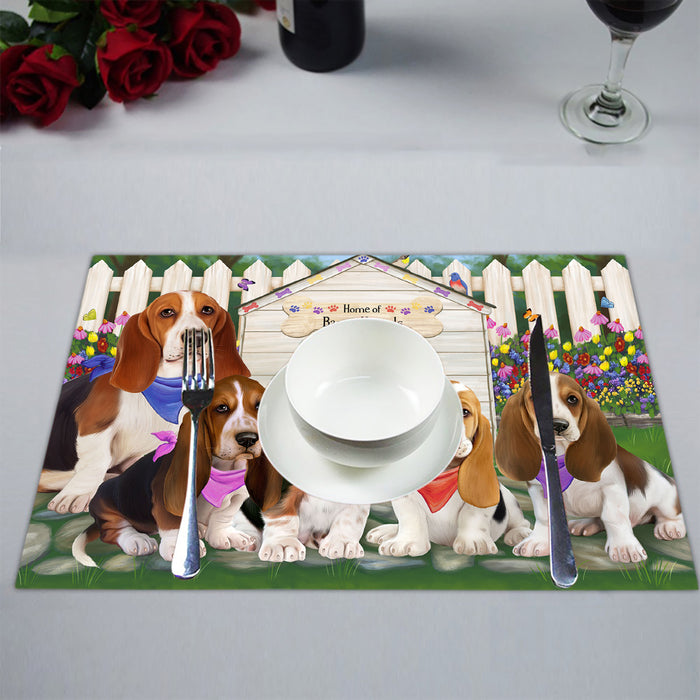 Spring Dog House Basset Hound Dogs Placemat