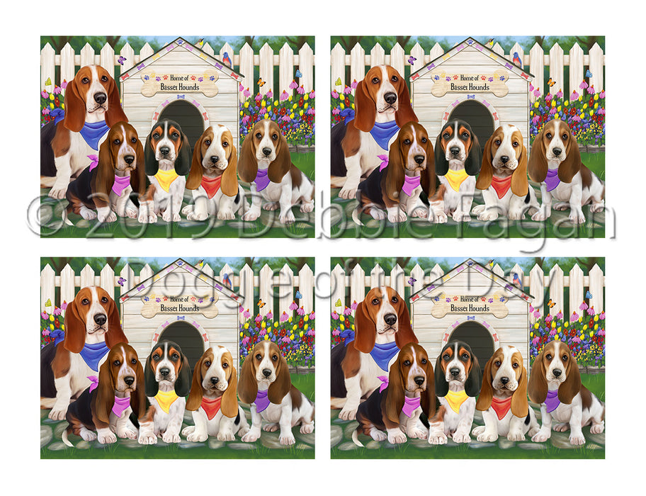 Spring Dog House Basset Hound Dogs Placemat