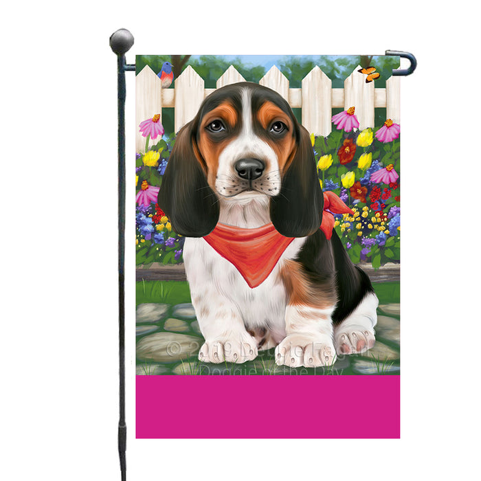 Personalized Spring Floral Basset Hound Dog Custom Garden Flags GFLG-DOTD-A62734