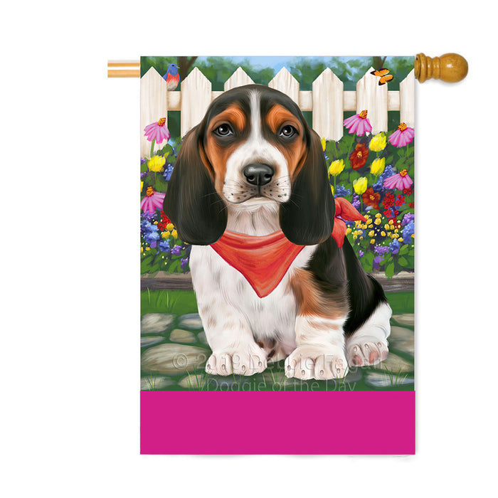 Personalized Spring Floral Basset Hound Dog Custom House Flag FLG-DOTD-A62790